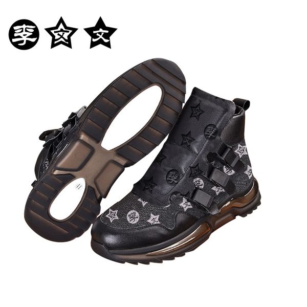 

french venvenli vvl 2022 new color logo high sneakers, original high-quality leather men's shoes, with box and dust bag, Black