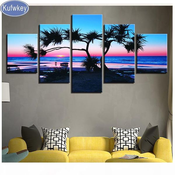 

multi-картина морской пейзаж алмазной картины стразы алмазной мозаика полной круглой площадь пляж дерево алмазной вышивка home decor