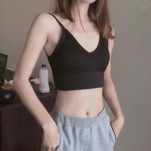 

2020 new-coming ladies underwear bras women casual u-shaped backless sling straps vest with bra pads underwear sostenes de mujer1, Black;white