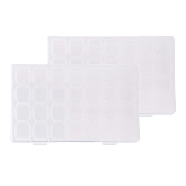 

2 pack diamond embroidery accessories diamond painting boxes cross stitch cases storage organizer home storage jewelry bead containers nail, White