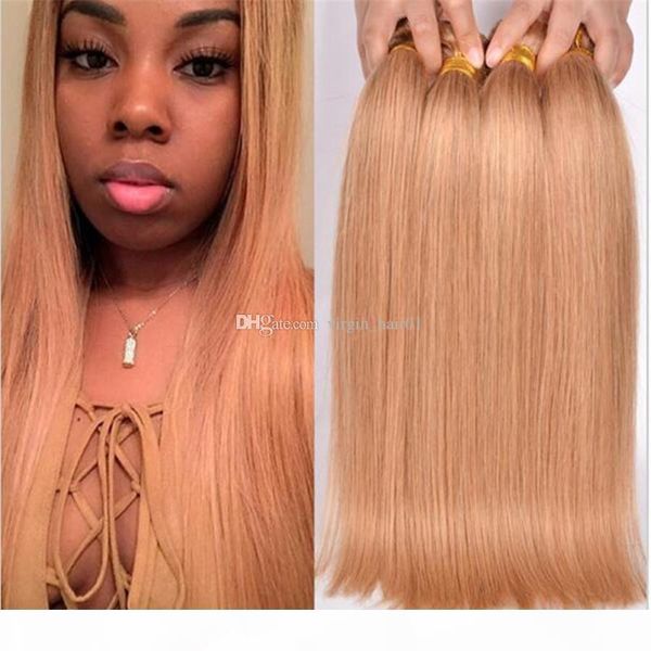 

honey blonde straight hair bundles #27 silk straight hair extension brown blonde hair wefts 9a grade no tangle ing, Black;brown