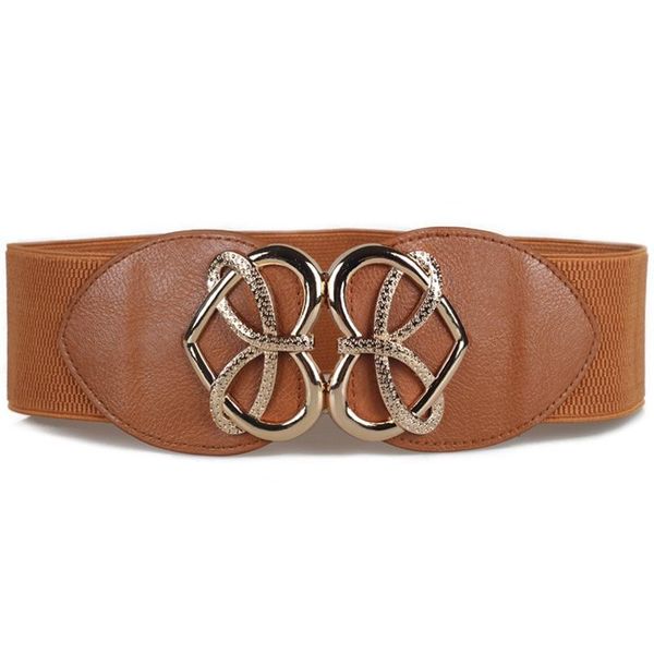

new vintage royal buckle female fashion elastic wide belt all-match belt decoration strap simple ladies dress accessories, Black;brown