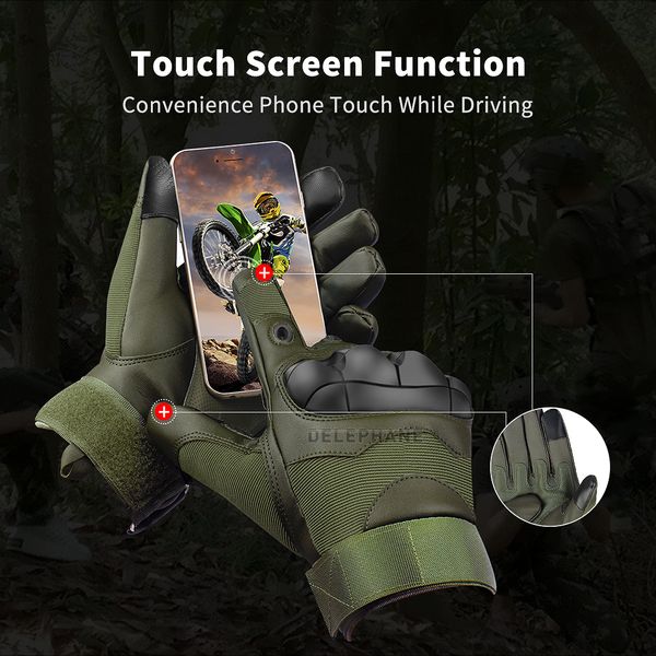 

hard knuckle leather tactical gloves military touchscreen full finger fingerless driving motorcycle army winter cycling mittens 201104, Blue;gray