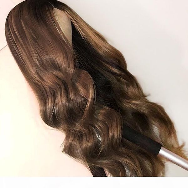 

26 inch indian human hair wig 13x4 6 lace part wig brown water wave wig for black women with baby hair, Black;brown