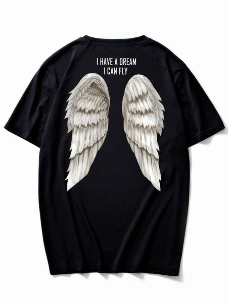 

men wing & slogan graphic tee y6gw#, White;black