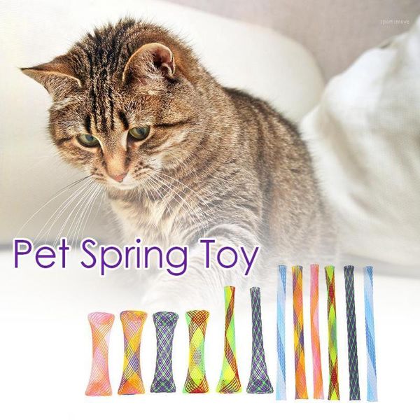 

cat toys 12pcs toy 6cm-13cm plastic flexible colorful spring kitten pet interactive playing accessories1