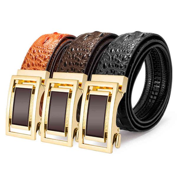 

belts embossed crocodile men's diamond inlaid jade cow leather pants with headband, Black;brown