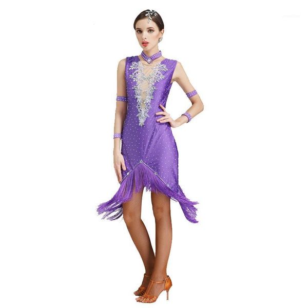 

latin dance dress tassel women latin dress dancing clothes dancewear latina salsa dance costumes for women1, Black;red