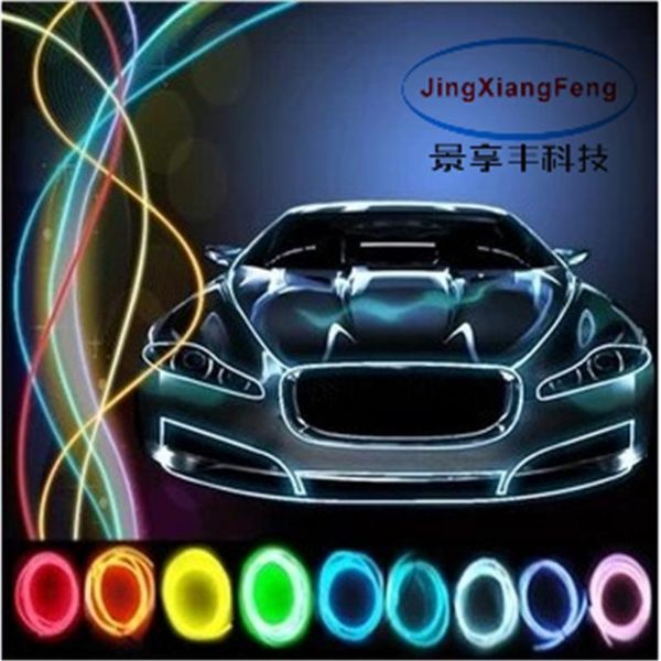

10 colors car accessories styling 5m flexible neon light glow el with 12v interior lights lighter diy decorative dash door