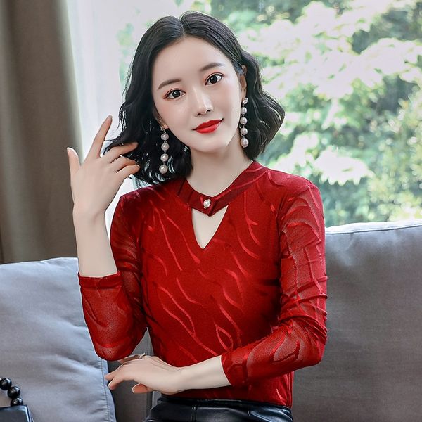 

long top shirtlace рукав рубашка v-образный вырез кружево нижняя рубашка носить рубашку небольшой внешняя стиль женской моды иностранного ст, White