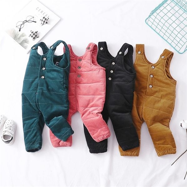 

0-3 years old children's clothes autumn winter baby overalls toddler infant boys corduroy overalls kids warm thick jumpsuit 201112, Blue