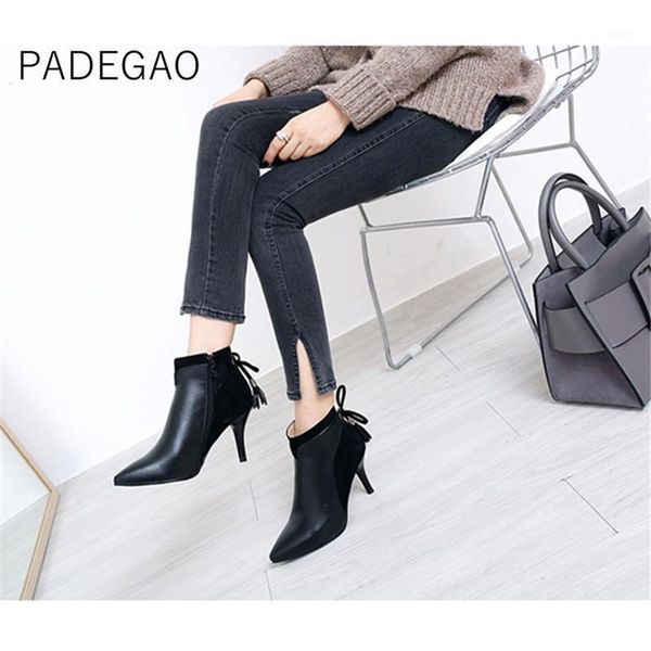 

women winter shoes 2020 womens boots vintage ankle boots leather casual korean high heels1, Black