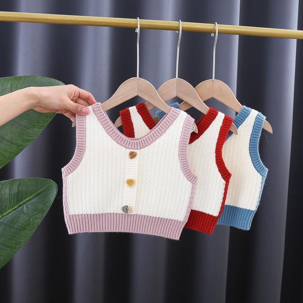 

pullover 2021 spring girls' sleeveless sweater vest, Blue