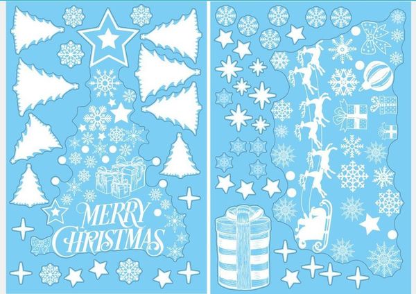 

рождество снежинка украшения для дома санта-клаус оленей рождественская елка wall window наклейки подарочные украшения новый год декор 2021