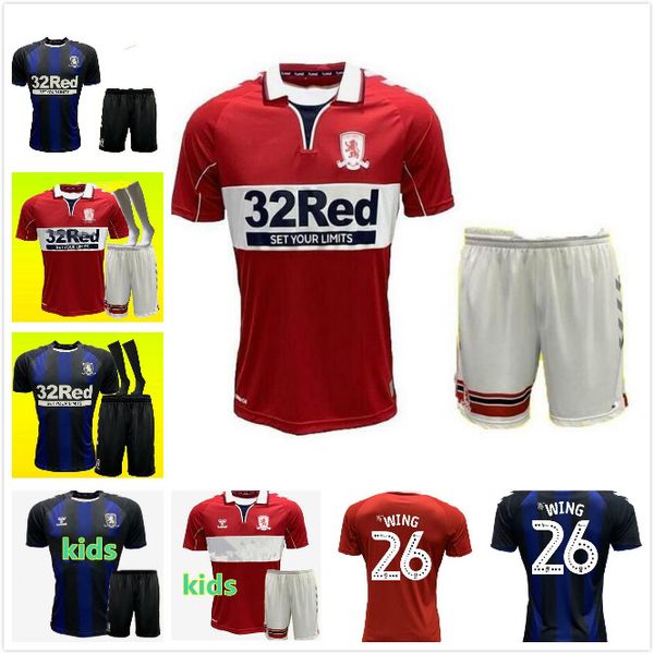 

men kids 2020 2021 middlesbrough soccer jersey 20 21 ashley michael fletcher flint wing assombalonga home away football shirts thailand, Black;yellow