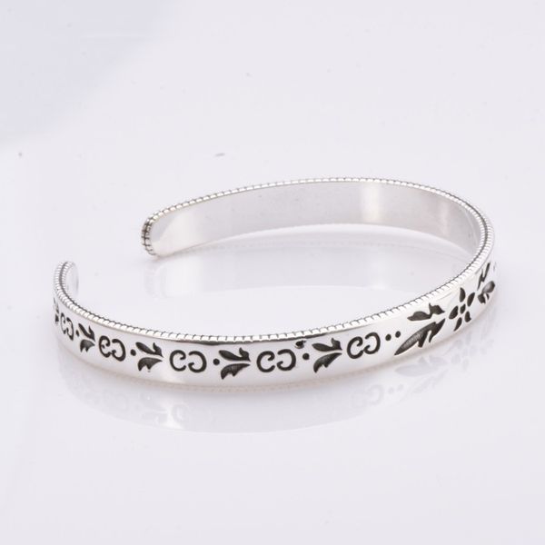 

luxury silver 925 double g bracelet female east gate mori style opening bracelet male thai silver couple retro bracelet fashion design, Black