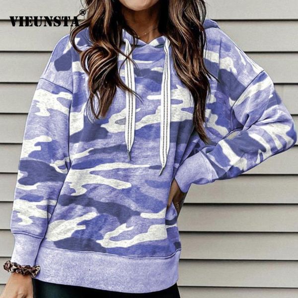

print pockets retro hooded pullover women long o neck drawstring sweatshirt autumn elegant sleeve camouflage harajuku hoodie fpvxo, Black
