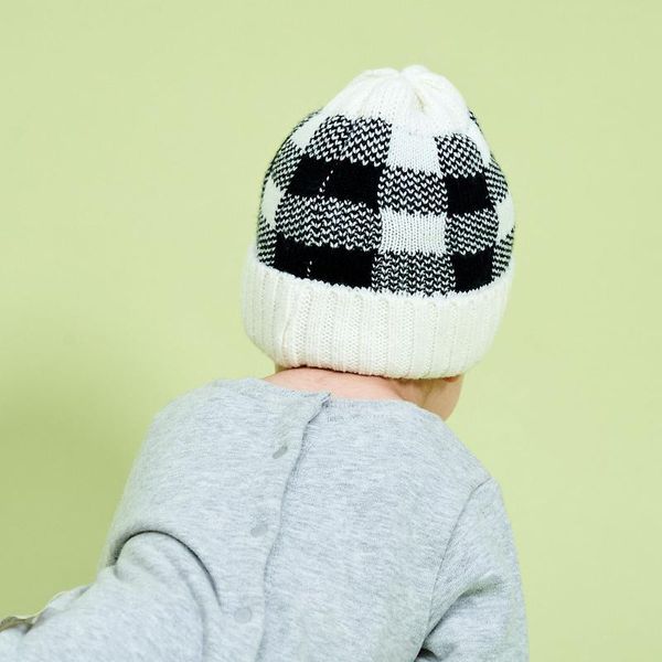 

1pcs baby 's woolen hat thermal boys and girls knitted children warm wool lattice outdoor hat cap keep warm in winter for kids, Blue;gray