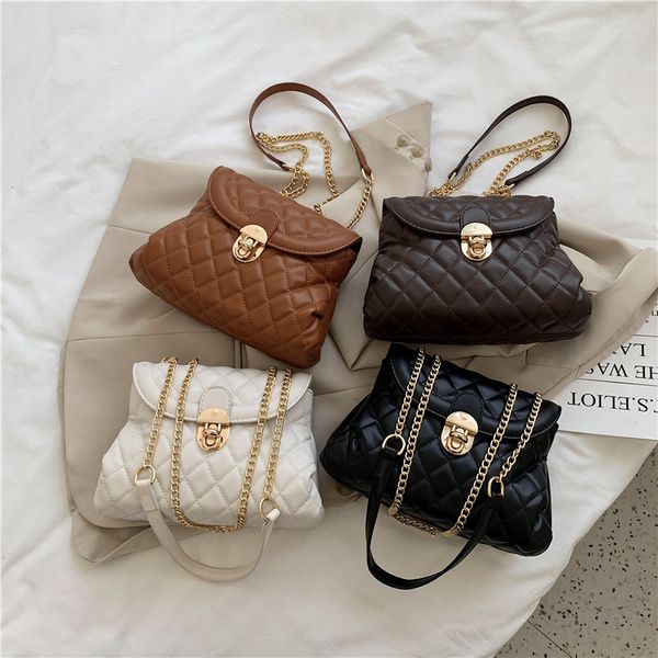 

4 colors women shoulder bag gold silver chain bag crossbody pure color handbag crossbody messenger tote bag purse wallet 1129