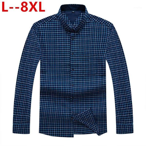 

8xl 6xl flannel plaid men shirt cotton spring autumn casual long sleeve dress shirts soft comfort slim fit button down clothes1, White;black