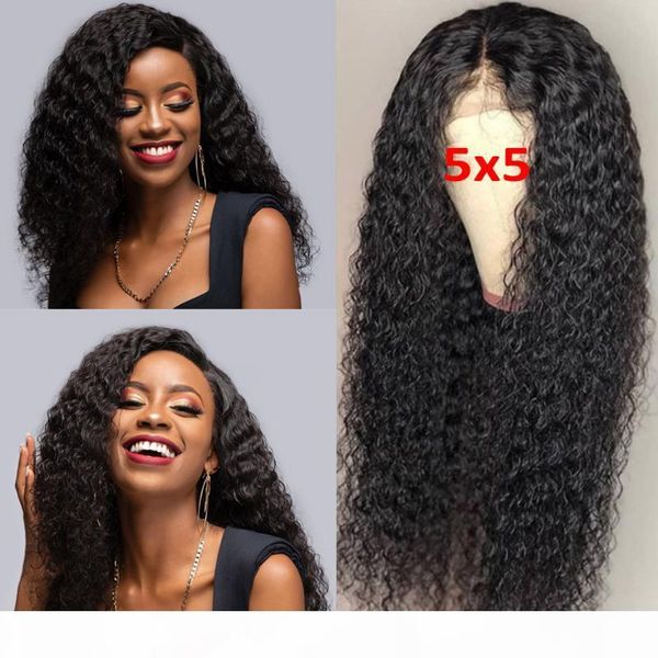 

5x5 lace closure wigs deep part pre plucked with baby hair brazilian remy curly human hair wigs 4x4 closure for women, Black;brown