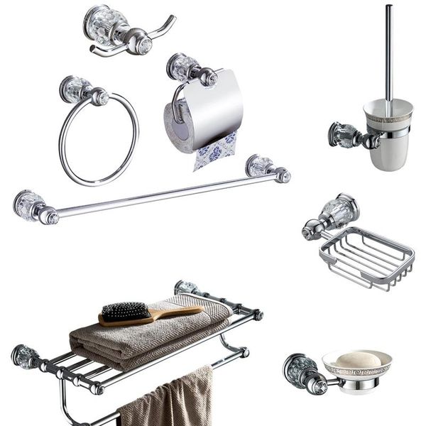 

transparent crystal bathroom hardware four piece solid copper chrome plated wall mounted bathroom accessories set transparent crystal wmtzxo
