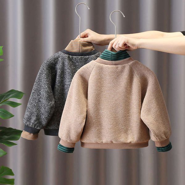

2020 new plush sweater middle small children's thickened base coat boys' autumn and winter warm et 6682 k9xd, Black