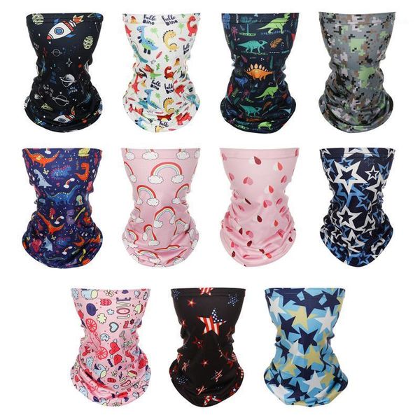 

kids elastic anti-uv head face neck gaiter tube dustproof bandana scarf half face scarves outdoor cycling accessories1, Black