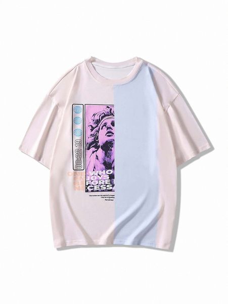 

men colorblock slogan graphic tee r0wy#, White;black