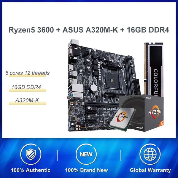 

amd ryzen r5 2600 3500x boxed cpu asus a320m-k motherboard game set 3600 asus prime a320m-k motherboard with 16g ddr4 ram