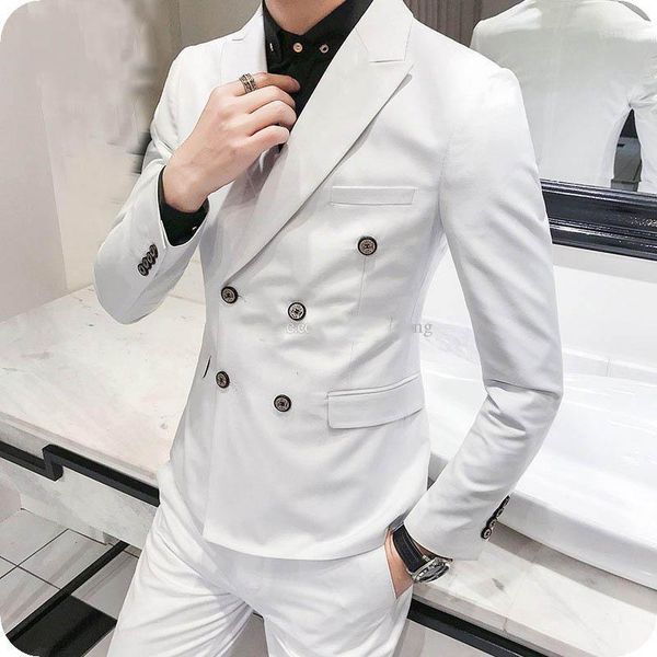 

slim fit white men suits wedding groom wear tuxedos 2 pieces (jacket+pants) bridegroom suits man prom business wear blazer1, White;black