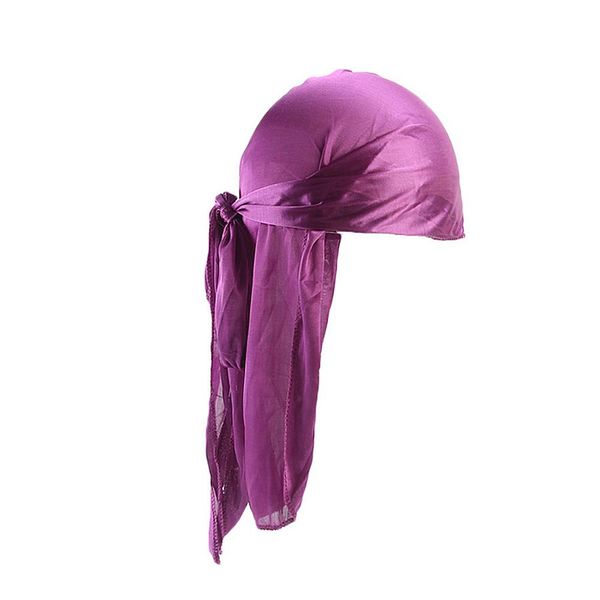 

fashion silky durags bandanas women men shiny satin durag turban hat headwrap colored headband muslim headscarf hair accessories wmtqmj, Black
