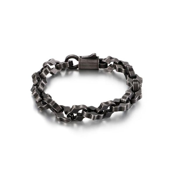 

link, chain selling vintage black stainless steel hip-hop men motorcycle bangle bracelet 11mm 9.2'' heavy