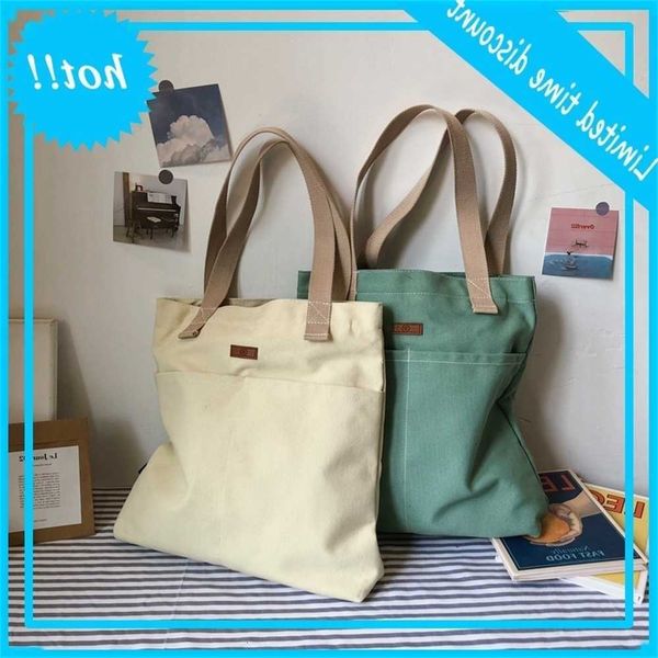 

summer trend washing canvas women's single shoulder small fresh pure color large capacity bag