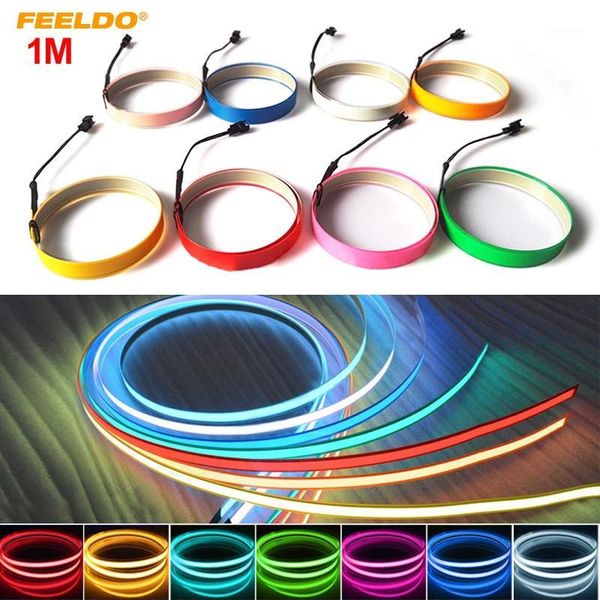 

feeldo 1m electroluminescent tape el wire cold light strip car ambient light dc 12v #mx44681
