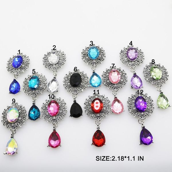 

zmasey 1pcs new flatback brooch buttons 28 x 56mm alloy glass crystal diy jewelry accessories decoration wholesale prices sqcrps new_dhbest, Black