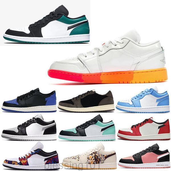 

2021 jumman 1 low reverse bred men basketballs shoes pine green court purple gym red white retroes 1s game royal women skateboard bt11, Black