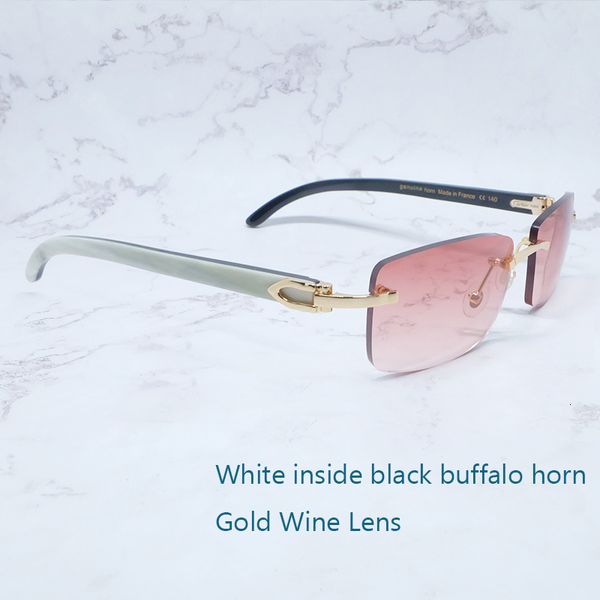 

2021 new buffalo horn sunglasses rimless luxury designer white black buffs sun glasses trendy eyewear gafas de sol 4tp6