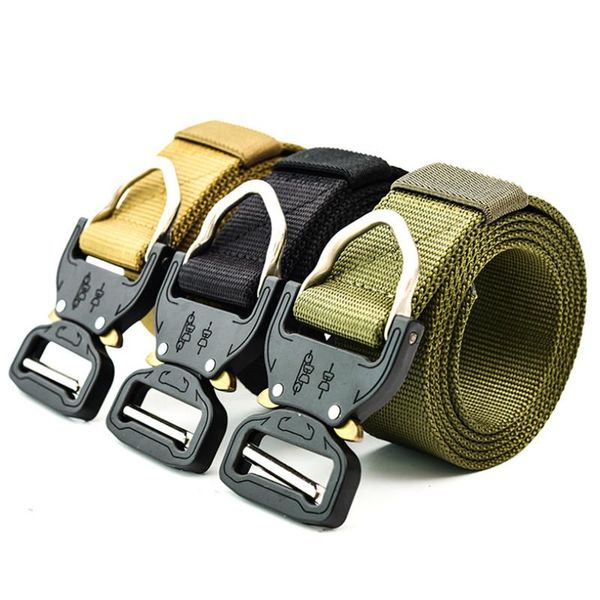 

waist support men's belt outdoor hunting metal tactical multi-function alloy buckle marine corps canvasbelt for men, Black;gray