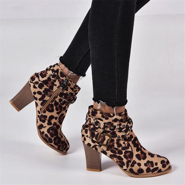 

2020 winter women boots fashion casual ladies shoes ankle boots suede leather buckle women rivets zipper botas mujer, Black