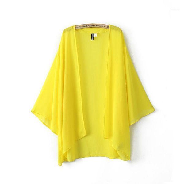 

wholesale- spring women bikini cover up loose chiffon kaftan cardigan kimono outwear11, Black;brown