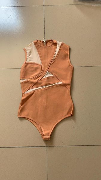 

summer women fashion o neck sleeveless rayon bodysuit 2020 female designer bandage bodysuit1, Black;white