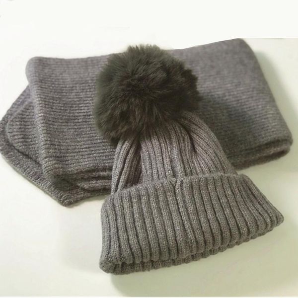 

beanies children wool knitted hat scarf set luxury winter warm crochet hats and scarves with fur pom beanie for boys girls