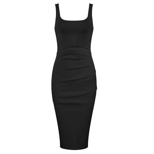 

new 2021 summer bodycon sleeveless high waist slim body pure color women long vestidos 26t2, Black;gray