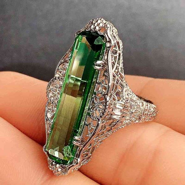 

luxury female vintage style rings for women party gorgeous accessories noble lady delicate design anniversary jewelry chic gift, Silver