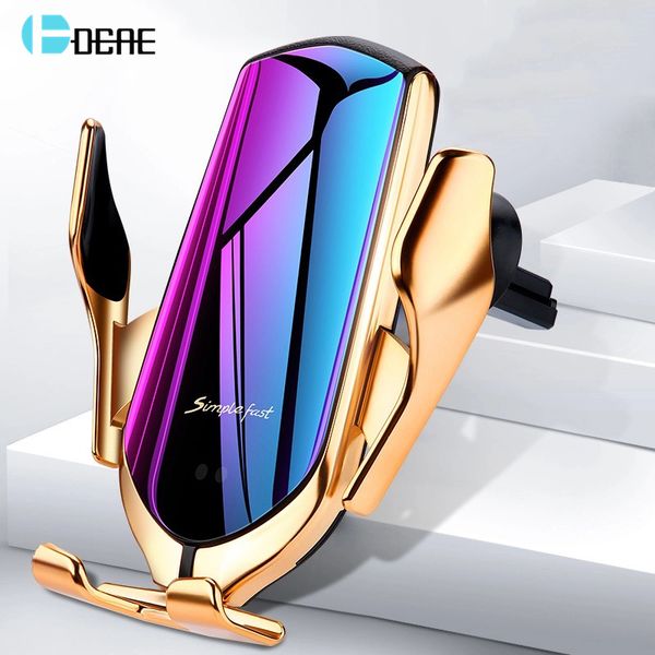 

dcae automatic clamping 10w wireless charger for iphone xs xr x 8 11 pro samsung s10 s9 s8 qi fast charging car phone holder