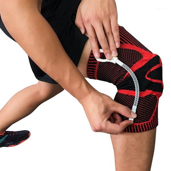 

elbow & knee pads 1 piece patella protector brace silicone spring pad basketball knitted compression elastic sleeve support sports1, Black;gray