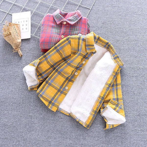 

years boys' 3 winter old shirt children's 1-4 plush checked cardigan warm and thick coat, White;black