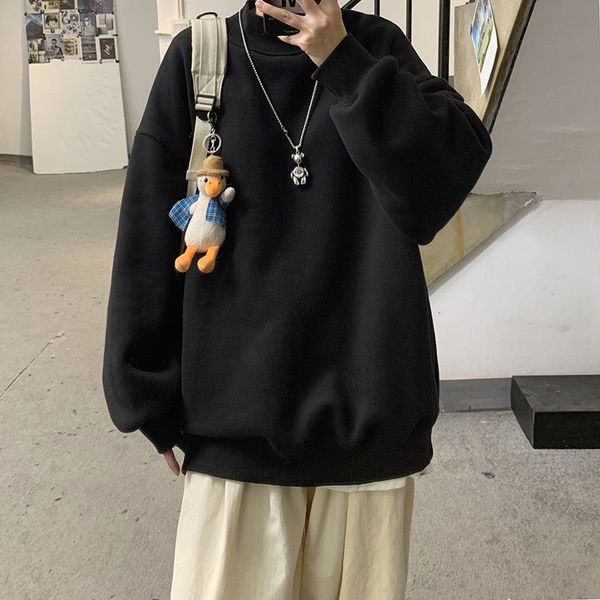 

privathinker men's casual thicken hoodies 2020 winter new woman warm sweatshirts korean hoodie pullovers male fashion cl c0127, Black