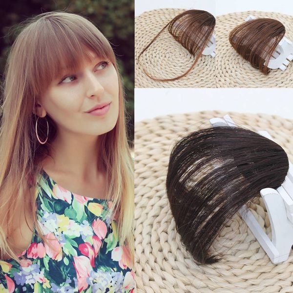 

women thin neat air bangs new fashion hair extension bangs lady bangs clip in on fringe front hairpiece sale, Black